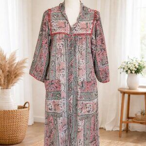 Vintage Boho Paisley Duster Robe Jacket | Medium